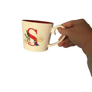 Opal House Elegant Red and White Monogram Mug